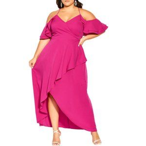 NWT City Chic Maxi Elegant Shock Pink M = 18 = 2X